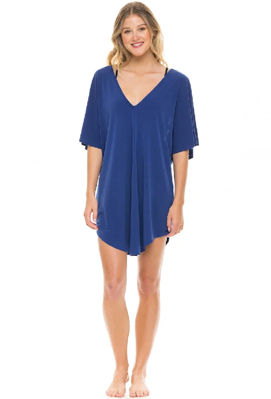 V-NECK BATWING SLEEVE WITH BACK DETAIL TUNIC - CUT OUT