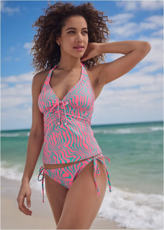 Plus Size Women's Ruched Swim Tops in Green for a Comfortable and Stylish Beach OutfitSicily Halter Tankini Top - Parting Wave Plus Size Women's Ruched Swim Tops in Green for a Comfortable and Stylish Beach OutfitSicily Halter Tankini Top - Parting Wave