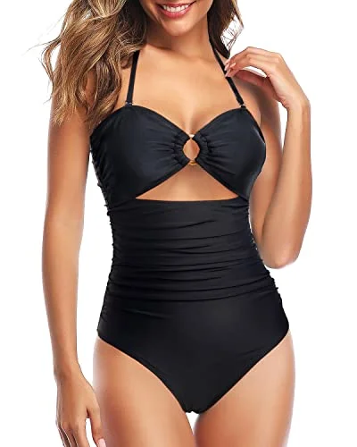 Plus Size Women's Wrap - Style One - Pieces in Burgundy with Belt for a Figure - Flattering OptionWomen Cutout One Piece Swimsuits Tummy Control High Waisted Halter Bathing Suit Plus Size Women's Wrap - Style One - Pieces in Burgundy with Belt for a Figure - Flattering OptionWomen Cutout One Piece Swimsuits Tummy Control High Waisted Halter Bathing Suit