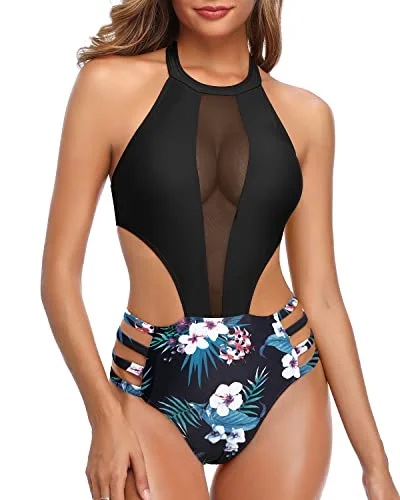 Plus Size Women's Button - Down One - Pieces in Light Blue for a Casual and Comfortable Day OutWomen One Piece Mesh Swimsuit High Neck Halter Cutout Monokini Swimwear Plus Size Women's Button - Down One - Pieces in Light Blue for a Casual and Comfortable Day OutWomen One Piece Mesh Swimsuit High Neck Halter Cutout Monokini Swimwear