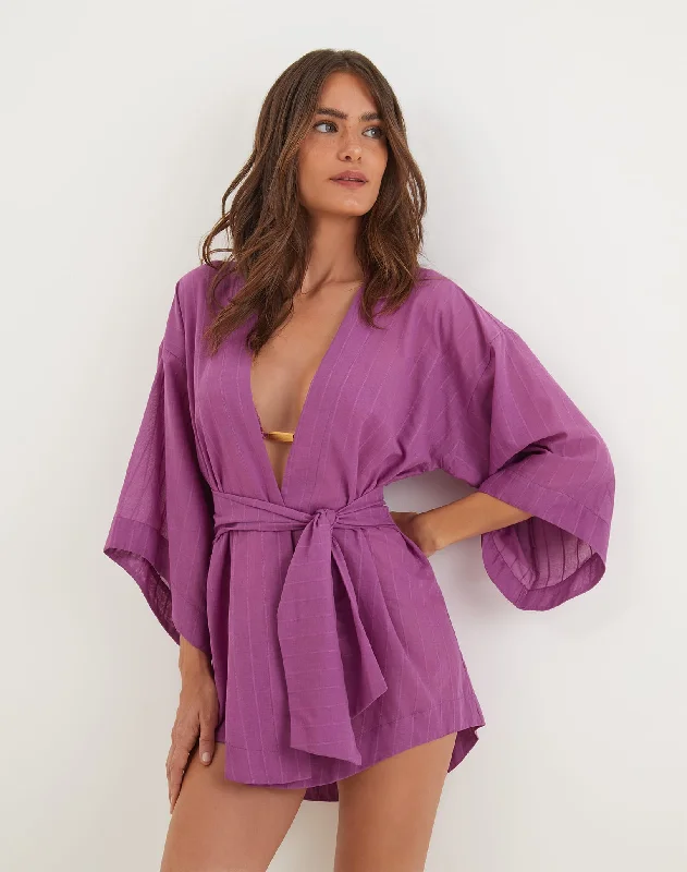 Women's sheer chiffon cover ups for beach partiesYanka Short Cover Up - Berry Burst